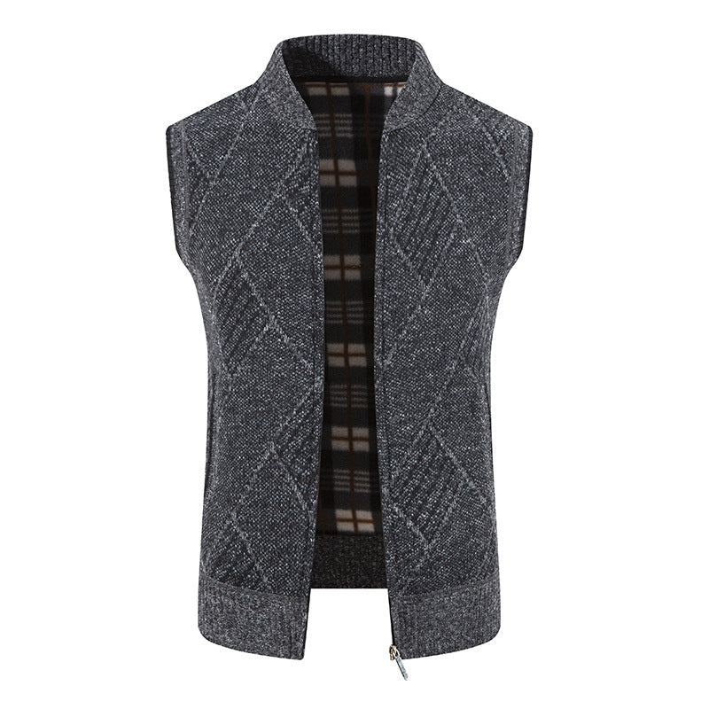 Herren Strickjacke ohne Ärmel mit modernem Zopfmuster