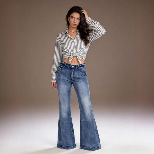 Damen elegantes cropped Oberteil mit Puffärmeln und Vintage-Stickerei R&B