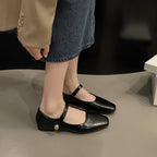 Damen klassische Ballerinas mit elegantem Riemchen und feinem Schnallen-Detail R&B