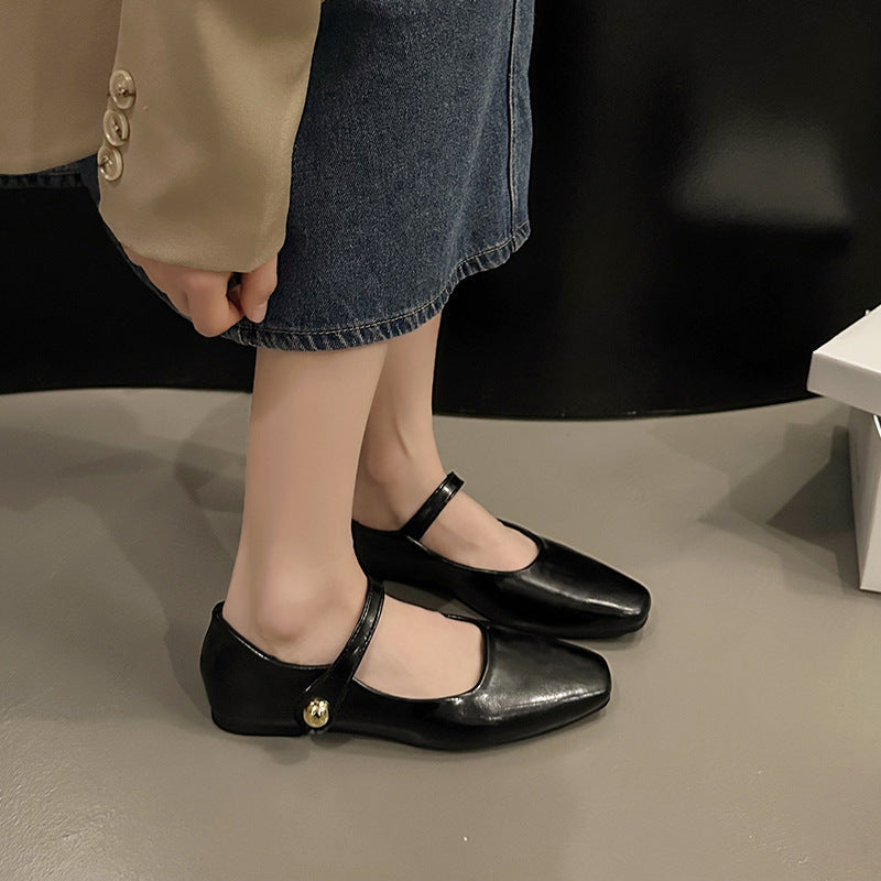 Damen klassische Ballerinas mit elegantem Riemchen und feinem Schnallen-Detail R&B