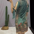 Damen Kleid mit floralen Mustern und offenen Schulterdetails R&B