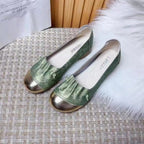 Damen Ballerinas mit modischem Falten-Design und glänzender Zehenkappe R&B