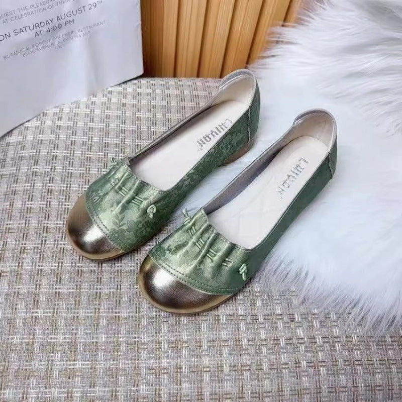 Damen Ballerinas mit modischem Falten-Design und glänzender Zehenkappe R&B