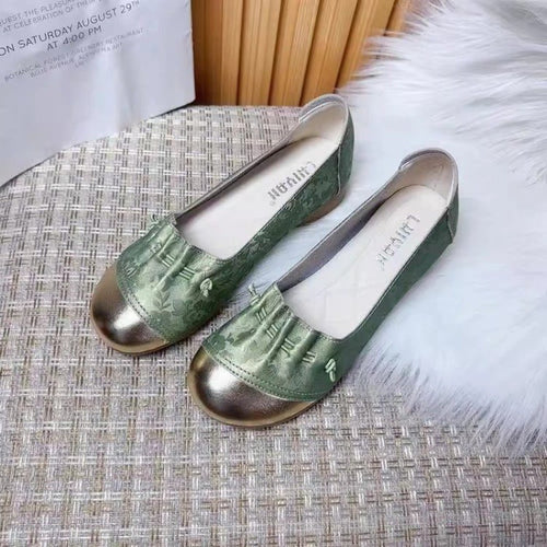 Damen Ballerinas mit modischem Falten-Design und glänzender Zehenkappe R&B