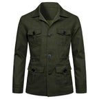 Herren nan Utility-Jacke aus Leinen mit vier aufgesetzten Taschen und taillierter Silhouette R&B