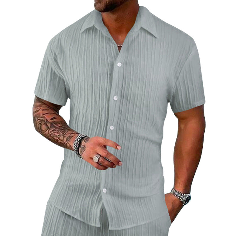 Herren Kurzarm-Hemd mit strukturiertem Design und modernen Knopfdetails R&B