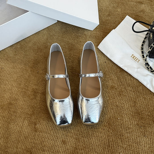 Damen Elegante Mary Jane Ballerinas mit modischem Riemchen und hochwertiger Leder-Oberfläche R&B