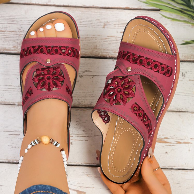 Damen Clogs mit modischem Blütenapplikationsdesign und ergonomischem Fußbett R&B