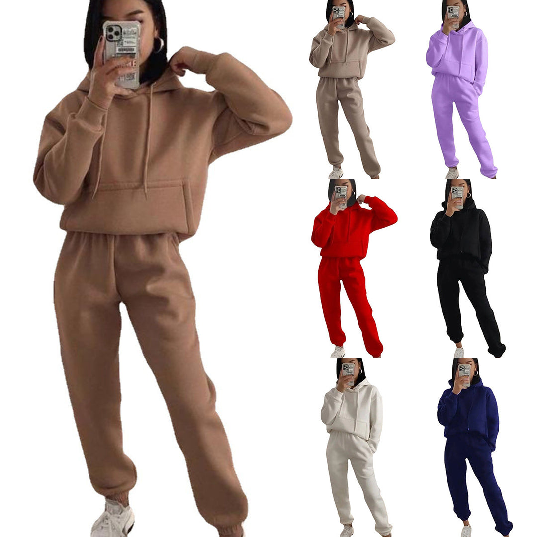Damen Komfortabler Fleece Hoodie und Jogginghose Set R&B