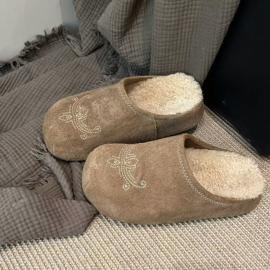 Damen Hausschuhe aus hochwertigem Wildleder mit kuscheligem Innenfutter R&B