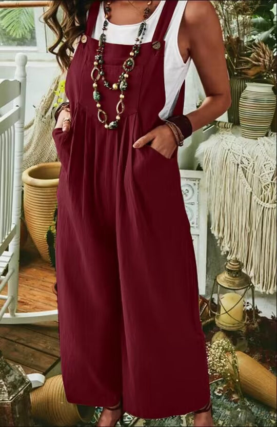 Damen Lässiger Jumpsuit mit praktischem Taschendesign und weiten Beinen R&B