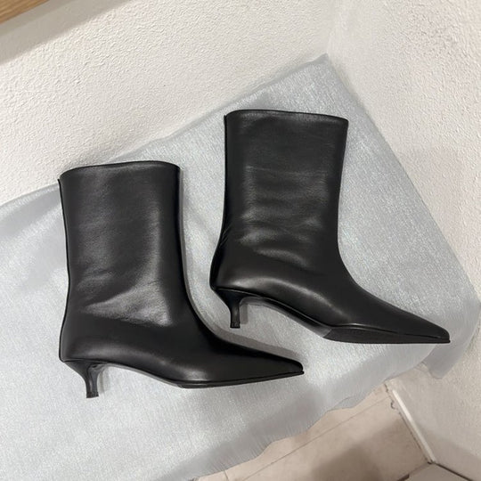 Damen elegante Stiefeletten mit spitzem Zehenbereich und geschmeidiger Lederoberfläche R&B