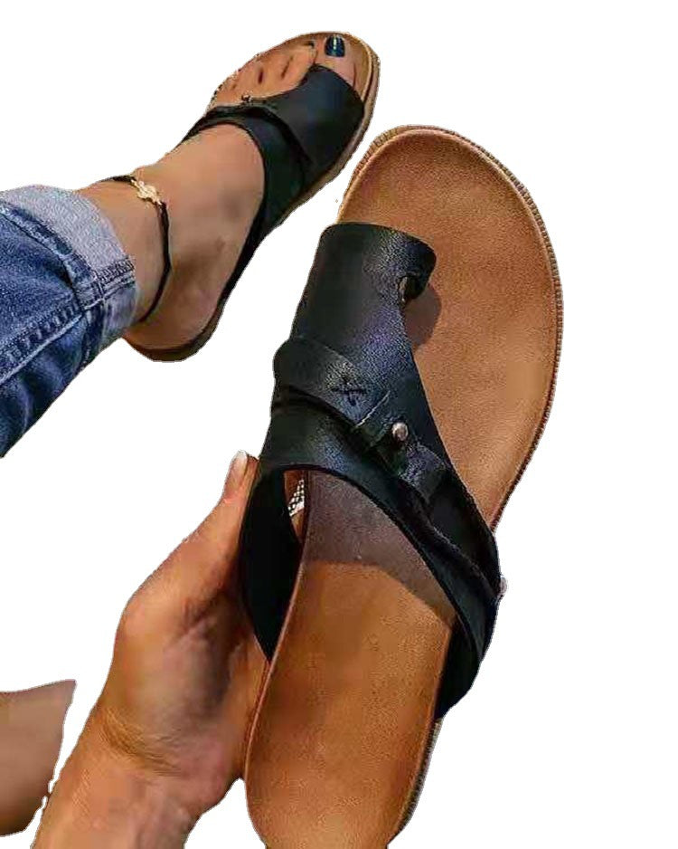 Damen Leder-Pantoletten mit verstellbarem Riemen und anatomischem Fußbett R&B
