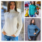 Damen Pullover mit hohem Kragen und Zopfmuster R&B