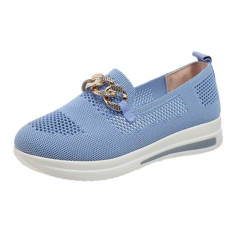 Damen Atmungsaktive Slip-On Sneakers mit modischem Ketten-Detail