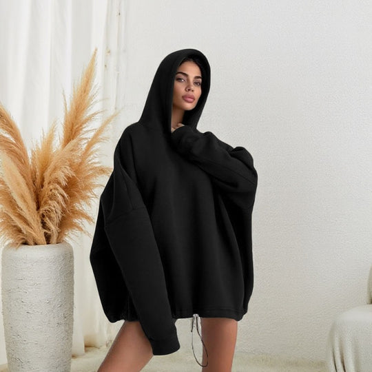 Damen oversized Hoodie mit verstellbarem Bund und Kängurutasche R&B