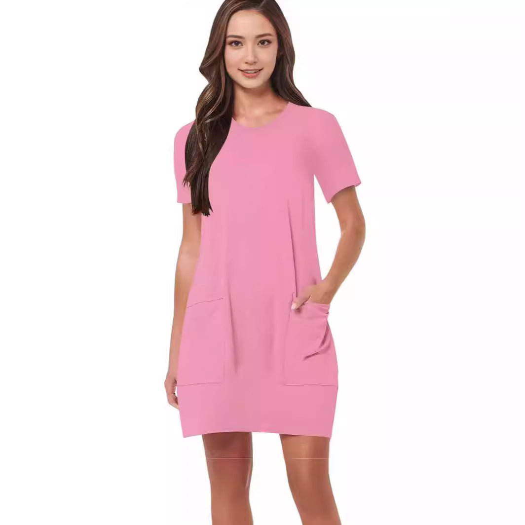 Damen lässiges T-Shirt-Kleid mit praktischen Taschen R&B