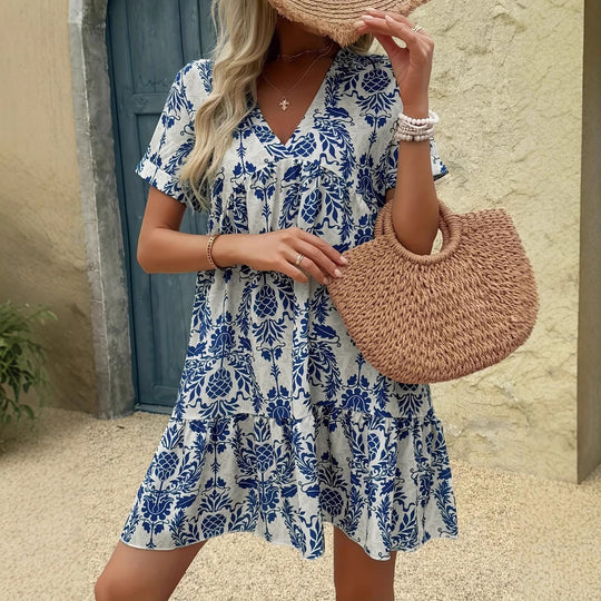 Damen Luftiges Freizeitkleid mit floralem Design und Rüschendetails R&B