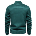 Herren nan Velourslederjacke mit Stehkragen, schmaler Passform und Reißverschlusstaschen R&B