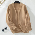 Damen weit geschnittene Strickjacke mit Taschen und strukturiertem Ärmel