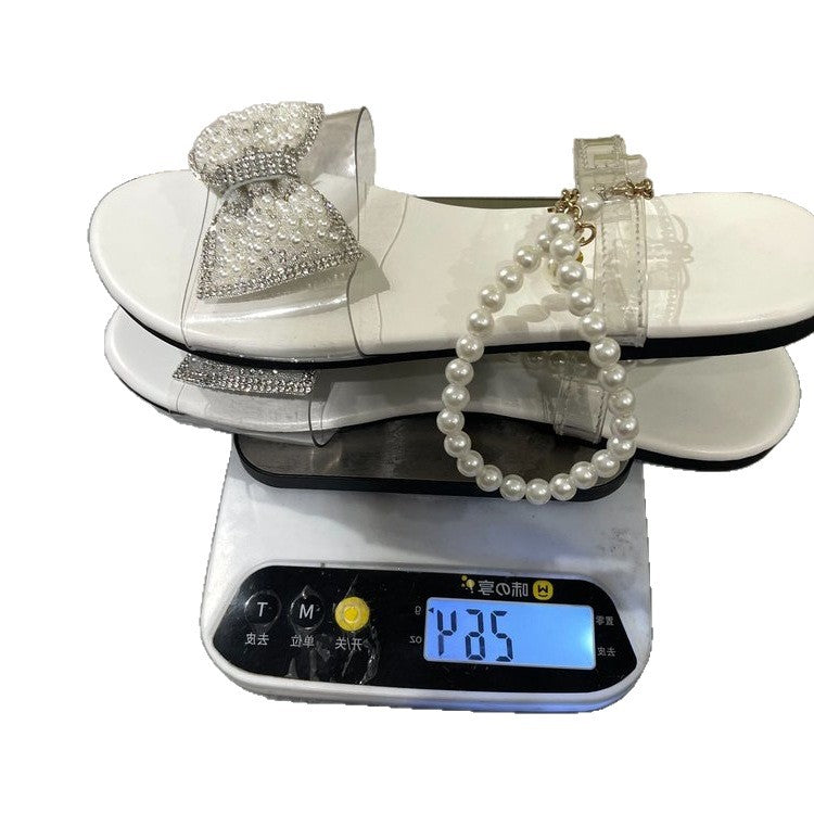 Damen elegante Badeschuhe mit funkelnder Schleifen-Applikation R&B