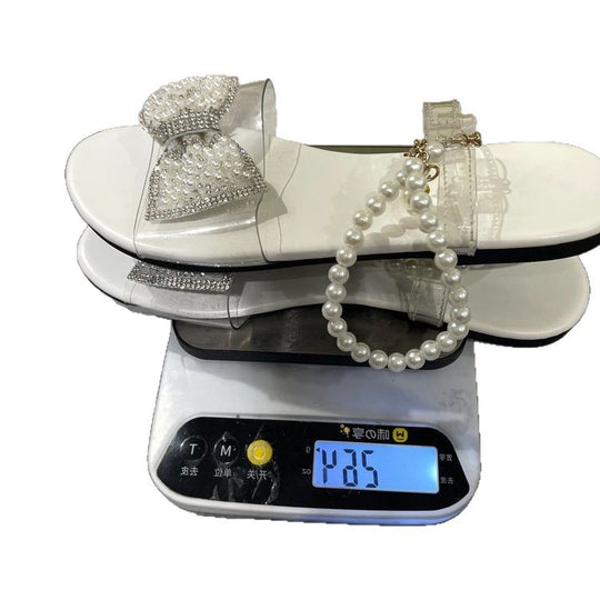 Damen elegante Badeschuhe mit funkelnder Schleifen-Applikation R&B