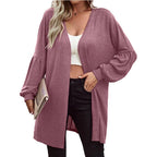 Damen Oversize Cardigan mit eleganten Puffärmeln