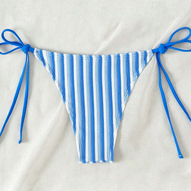 Damen Bikinislip mit verstellbaren Bindändern und Streifenmuster