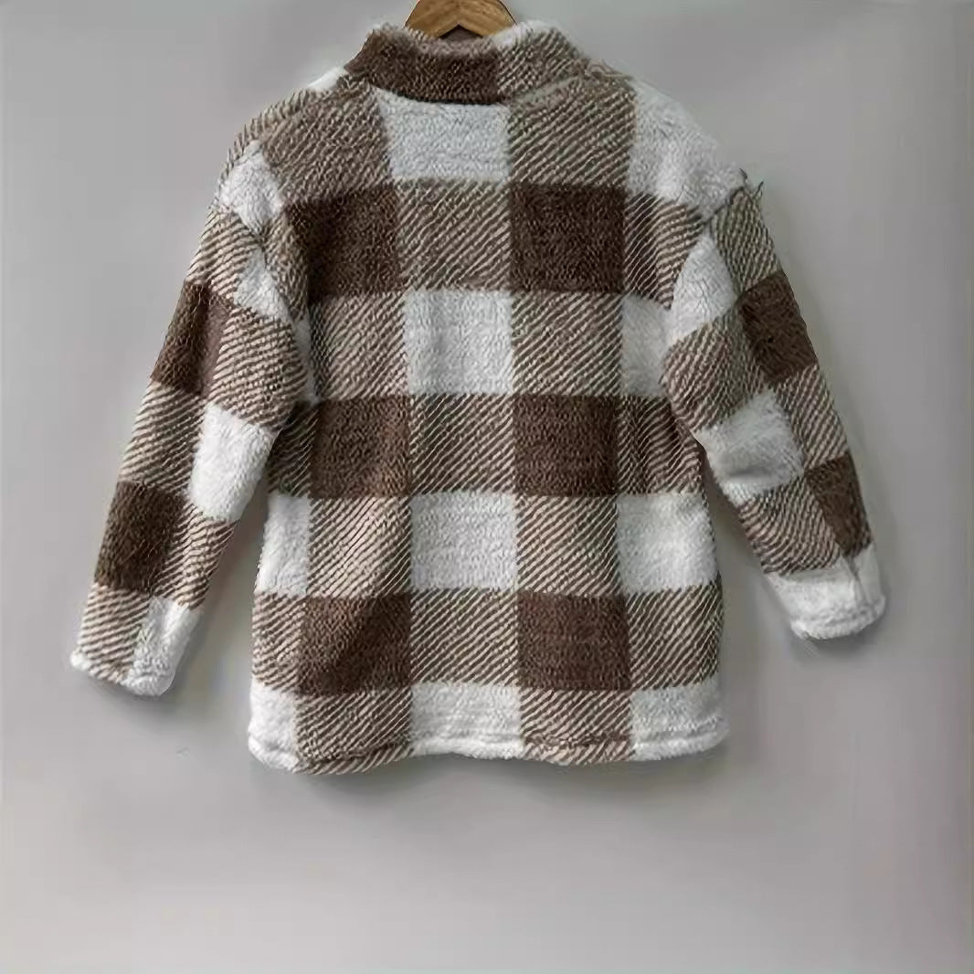 Damen Kuschelige Karojacke R&B