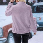 Damen kuscheliger Fleece-Pullover mit Halbzipper und Kängurutasche R&B