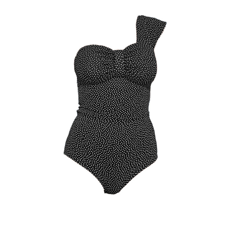 Damen Einteiler Badeanzug mit asymmetrischem Träger und elegantem Rüschendesign R&B