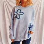 Damen Strickpullover mit floralen Akzenten und lässigem Schnitt R&B