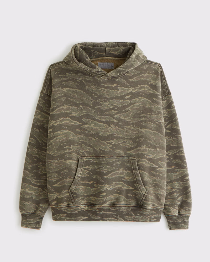 Unisex nan lockerer Kapuzensweat mit dezenter Blätterstruktur, doppelter Kapuze ohne Kordelzug und Kängurutasche R&B
