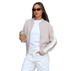 Damen sportlicher Strickpullover mit modischem Streifenmuster R&B