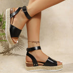 Damen Wedge-Sandalen mit geschmackvollem Riemendesign und luxuriösem Naturmaterial R&B