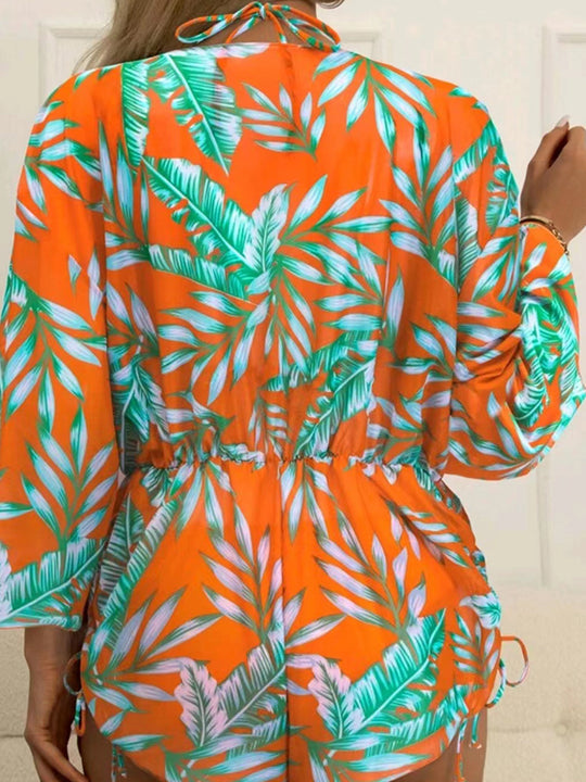 Damen Strandoutfit im Set mit kombiniertem Bikini und lässiger Kaftan R&B