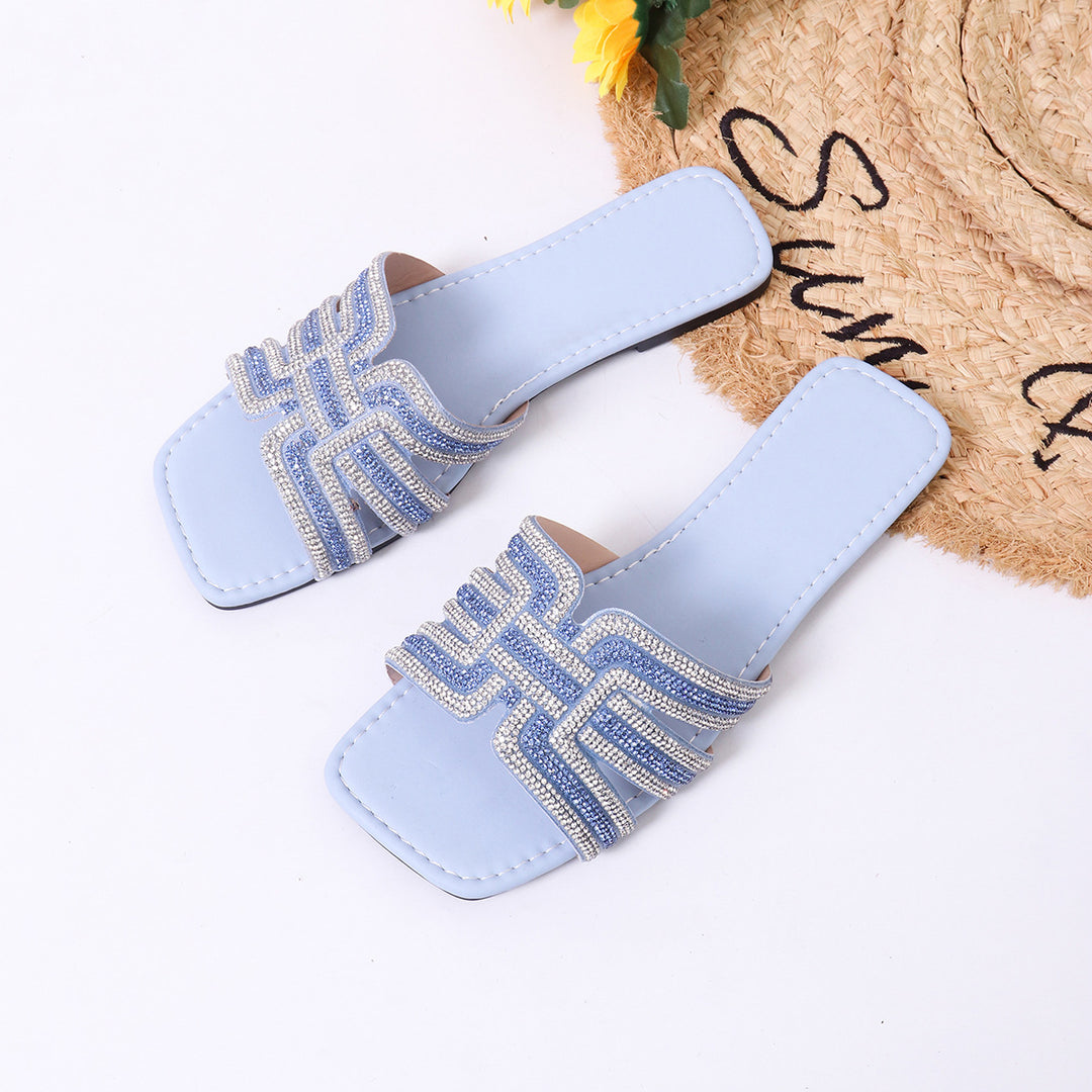 Damen elegante Strandsandalen mit glitzernden Applikationen R&B