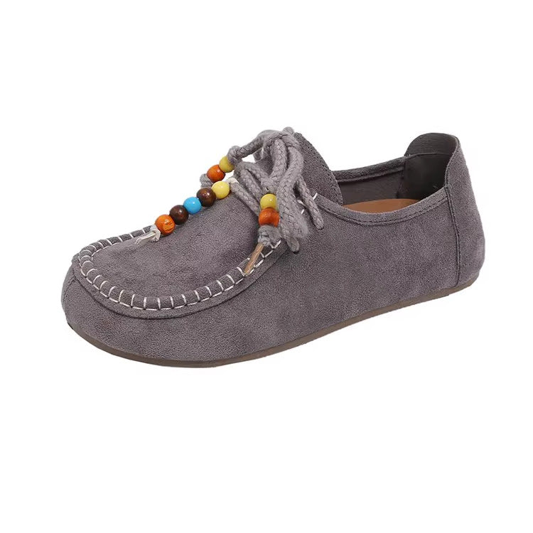 Damen Mokassins mit dekorativen Perlen und weichem Wildleder R&B
