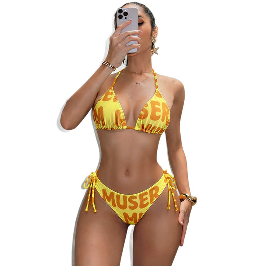 Damen Triangel-Bikini mit seitlicher Raffung R&B