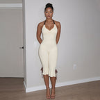 Damen Eleganter Overall mit Rüschendetails und verstellbaren Trägern R&B