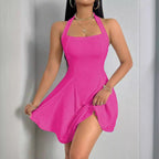 Damen Sommerliches Neckholder Kleid mit fließendem Saum R&B