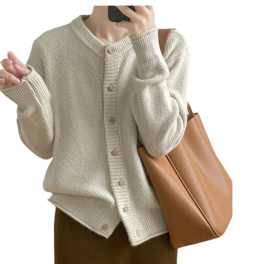 Damen Chunky Strickjacke mit Knopfverschluss und breiten Ärmelabschlüssen R&B