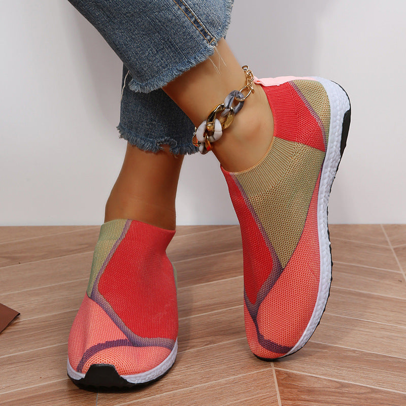 Damen Slip-On Sneakers mit atmungsaktiver Strick-Oberfläche und rutschfester Sohle R&B