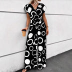 Damen Jumpsuit mit modernem Kreismuster und Taillengürtel R&B