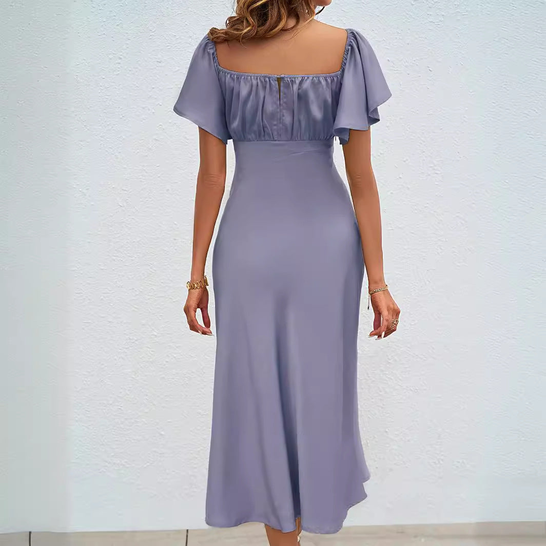 Damen Midikleid mit voluminösen Rüschendetails und seitlichem Schlitz R&B