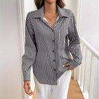 Damen gestreifte Bluse mit tiefer Rückenausschnitt und Schleifen-Detail R&B
