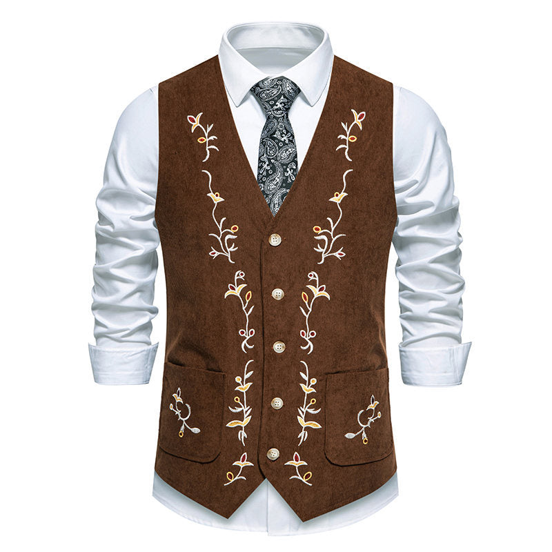 Herren elegante Weste mit floralem Design und praktischen Taschen R&B