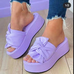 Damen Wedge-Pantoletten mit stilvollem Knotendesign und rutschfester Sohle R&B