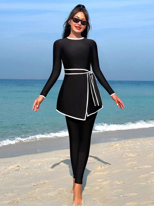 Damen modischer Sportanzug mit Wickeldesign und UV-Schutz R&B