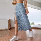 Damen Maxirock mit floralem Print und seitlichem Schlitz R&B
